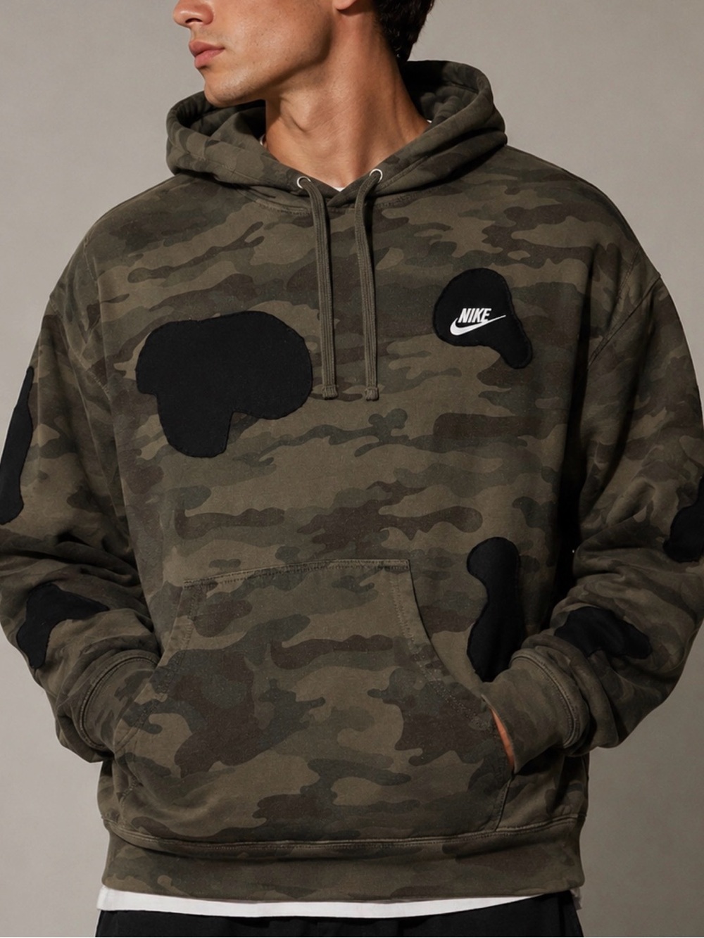 Upcycled Camo Patchwork Reworked Hoodie Size Medium